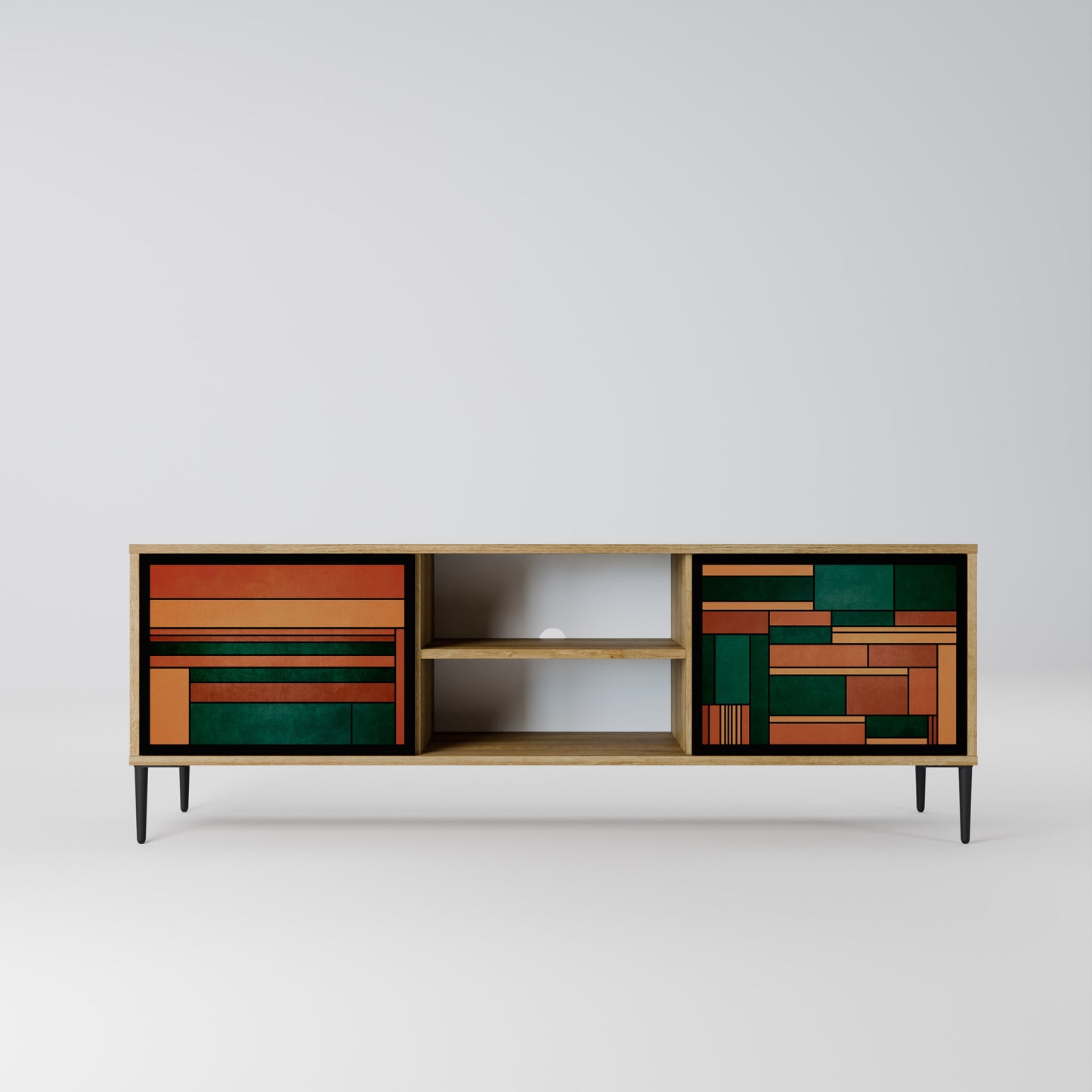 EARTHY FIGURES 2-Door TV Stand in Oak Effect