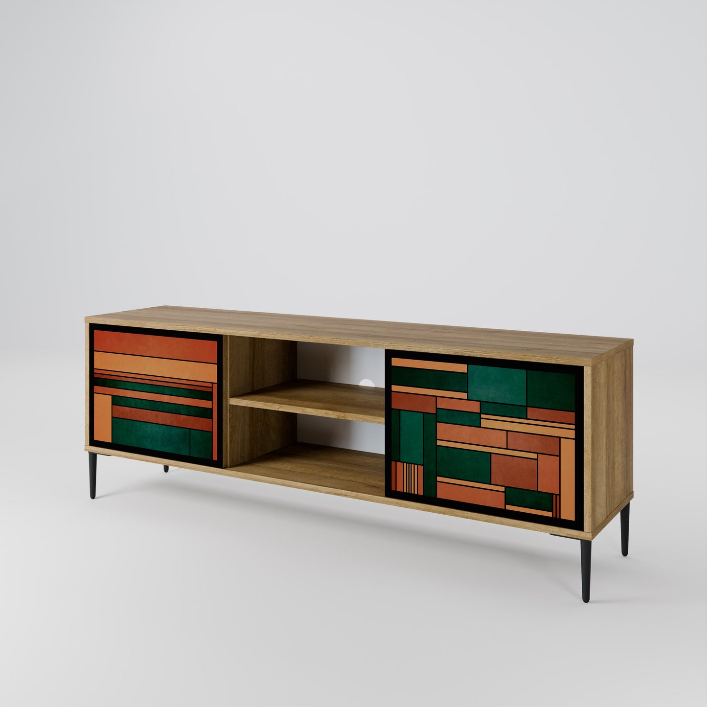 EARTHY FIGURES 2-Door TV Stand in Oak Effect