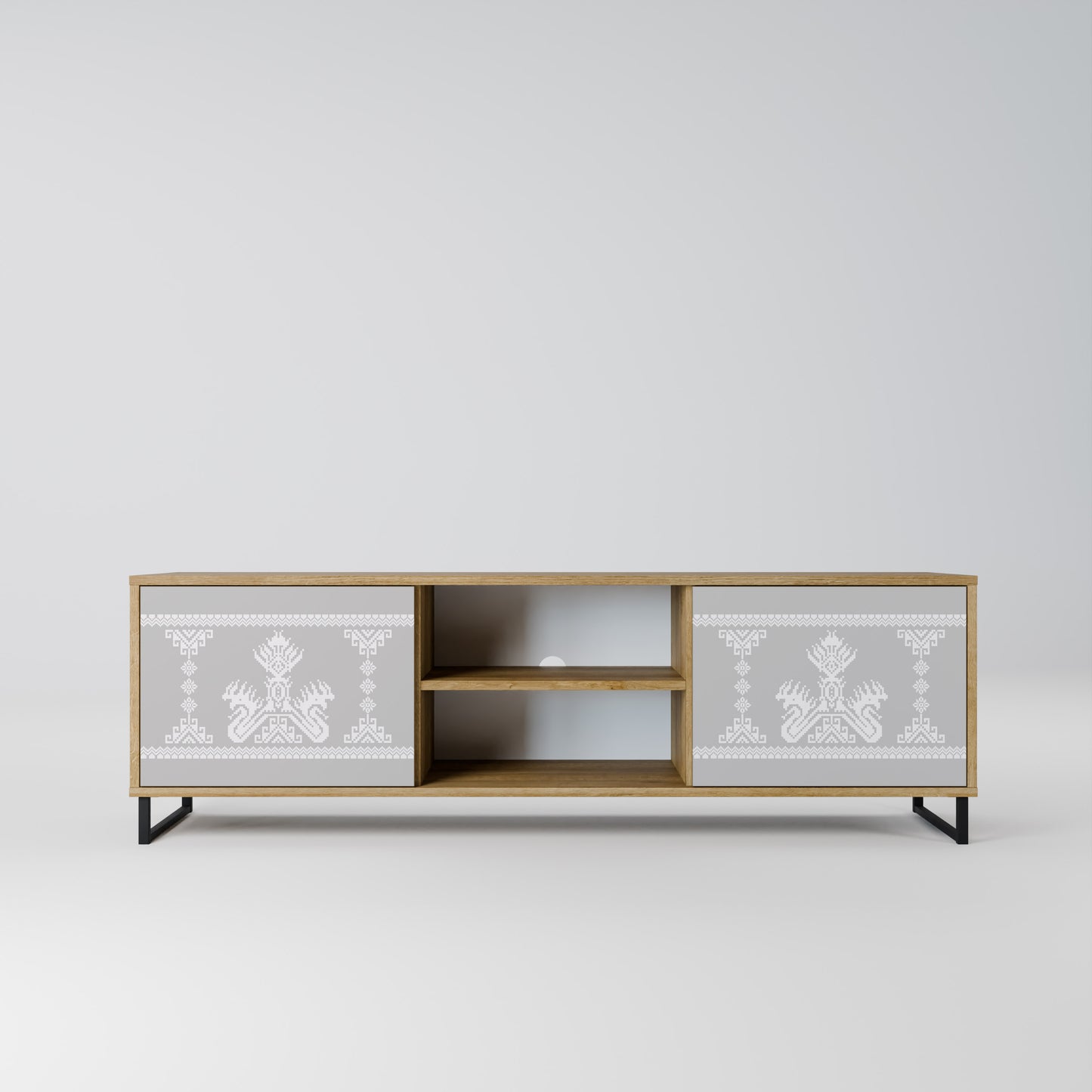 THAI GRAY 2-Door TV Stand in Oak Effect