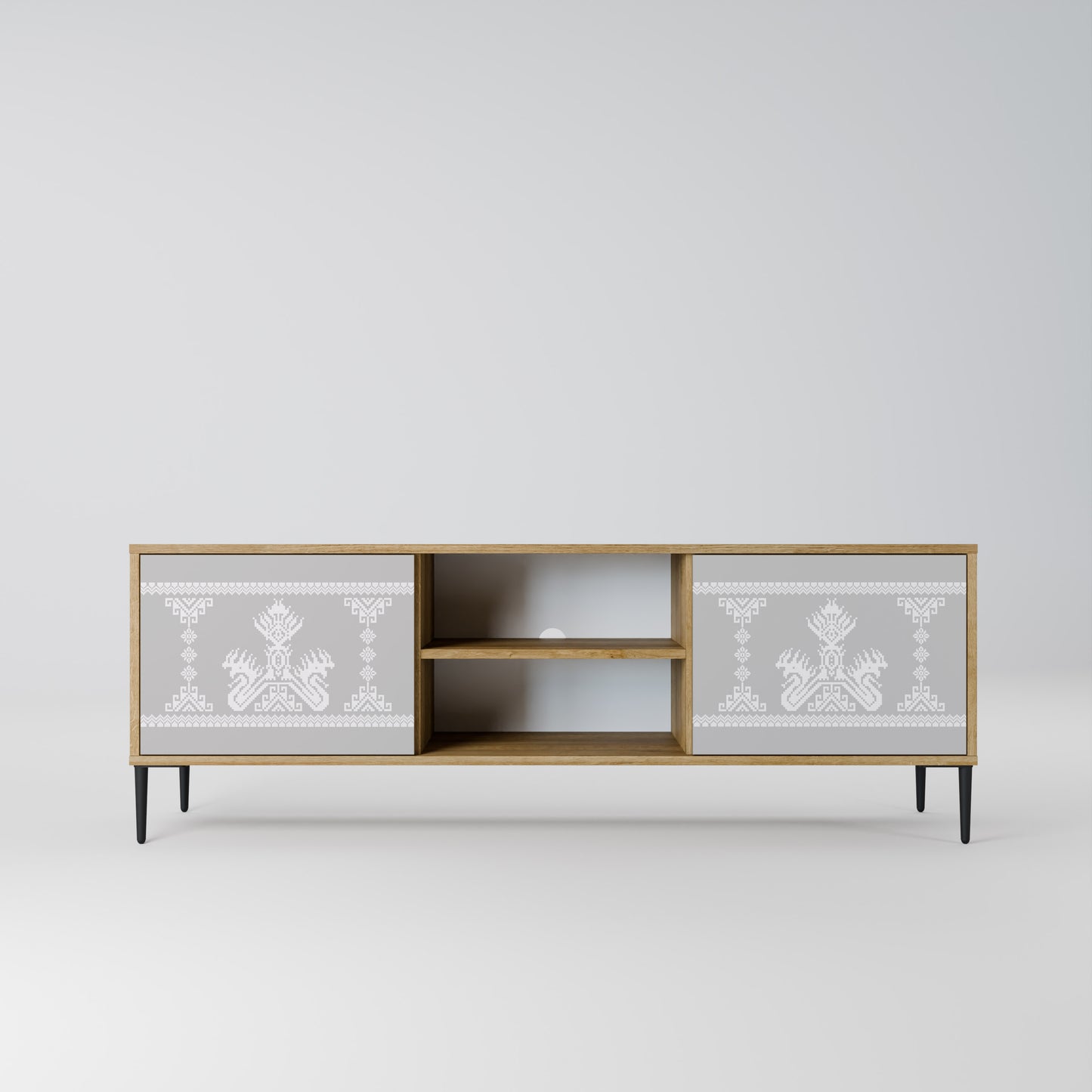 THAI GRAY 2-Door TV Stand in Oak Effect