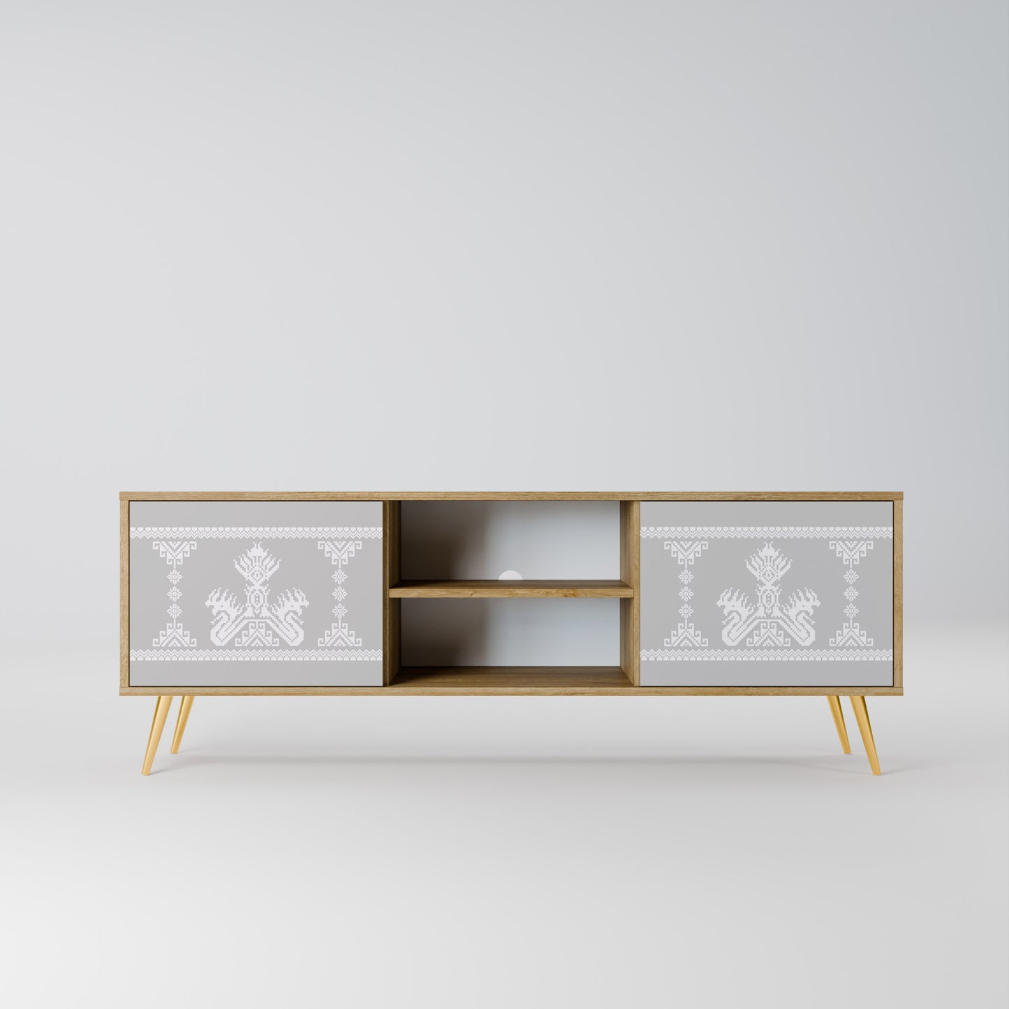 THAI GRAY 2-Door TV Stand in Oak Effect