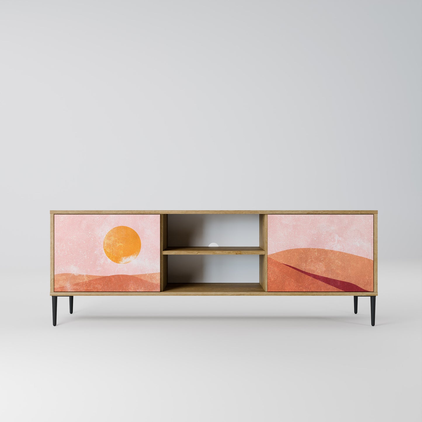 LUMINOUS SUNLIGHT 2-Door TV Stand in Oak Effect