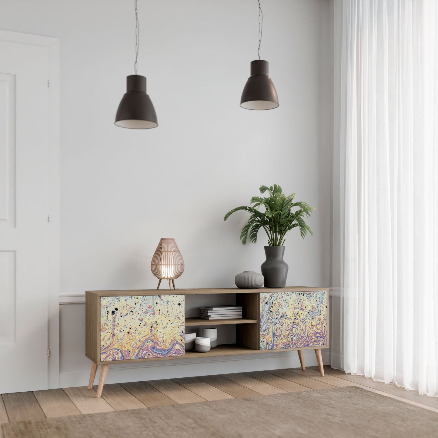 MOSAIC OF COLORS 2-Door TV Stand in Oak Effect