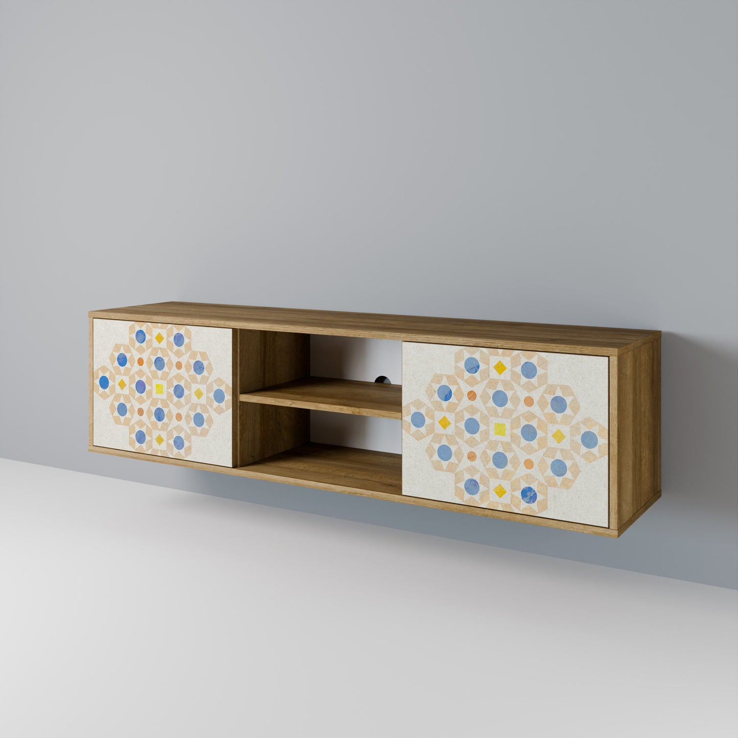 PATTERNED PRISM 2-Door TV Stand in Oak Effect