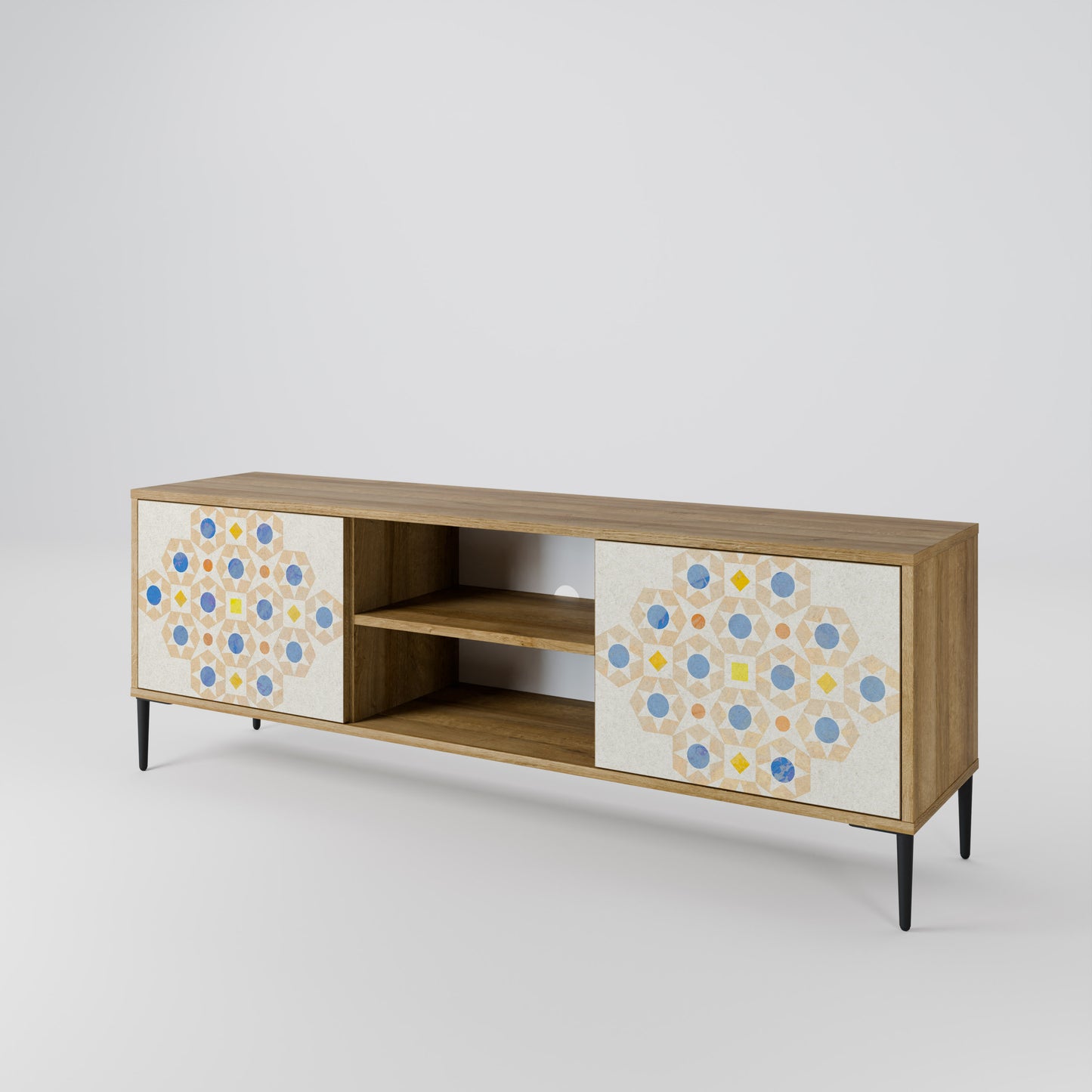 PATTERNED PRISM 2-Door TV Stand in Oak Effect