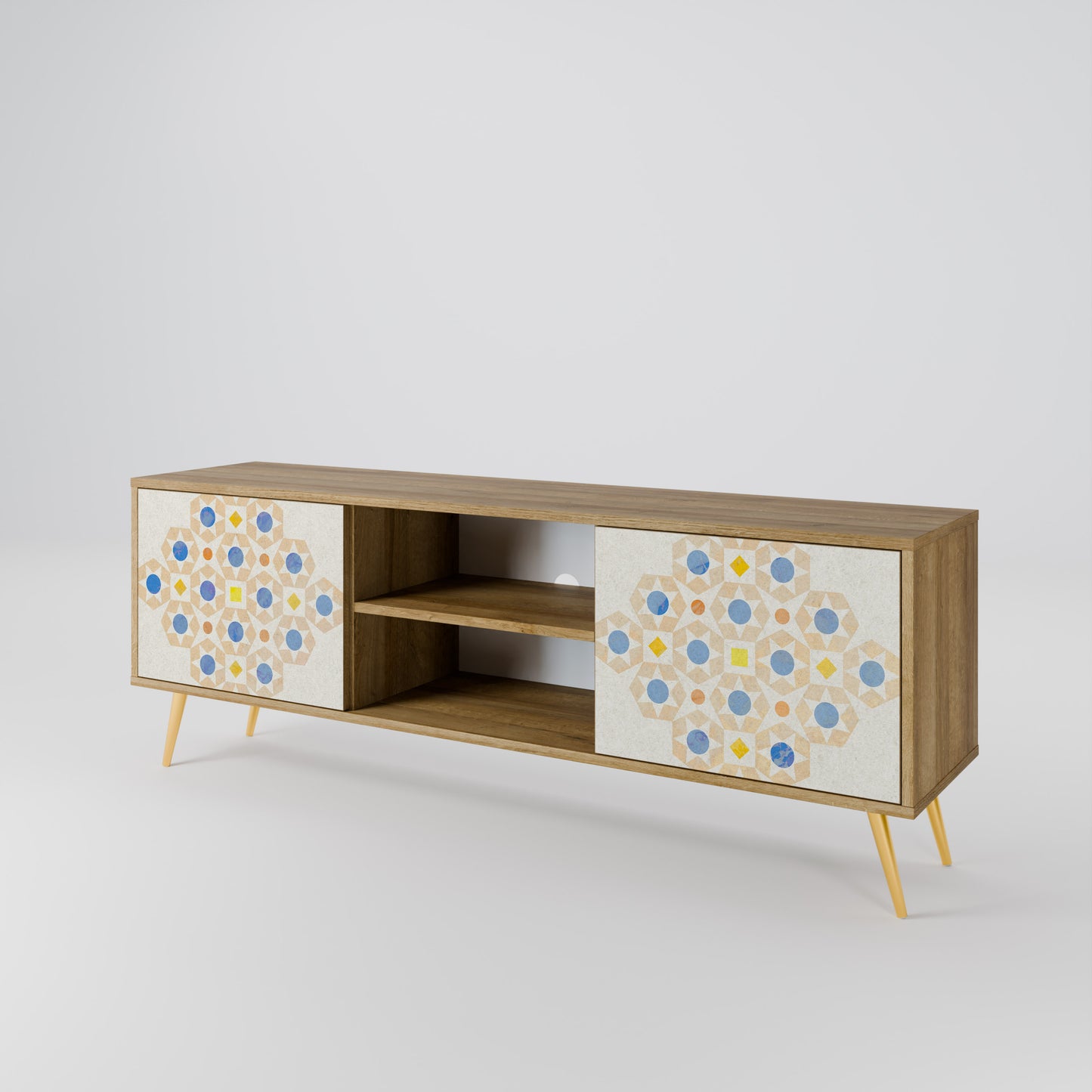PATTERNED PRISM 2-Door TV Stand in Oak Effect