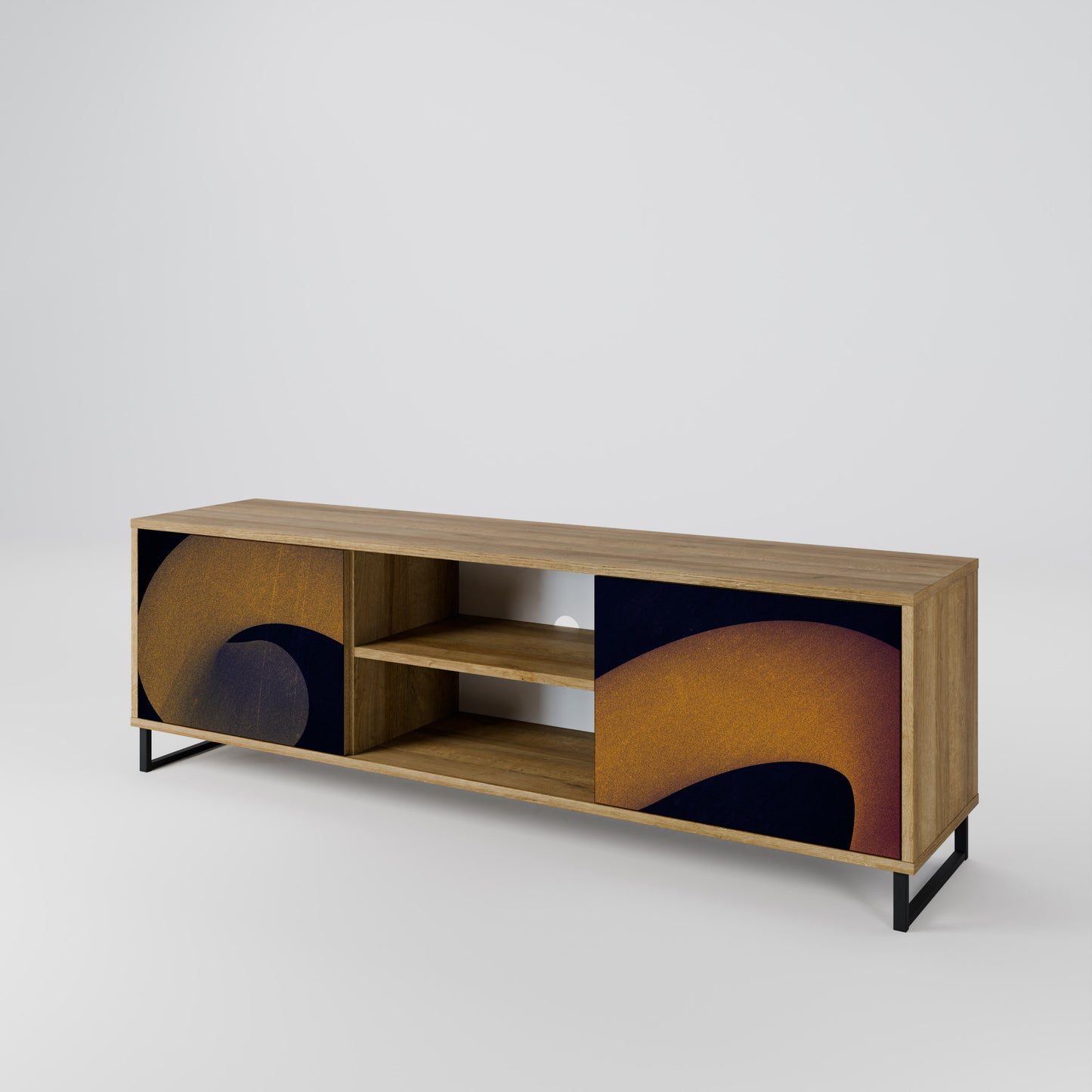 HOLLOW TIME 2-Door TV Stand in Oak Effect
