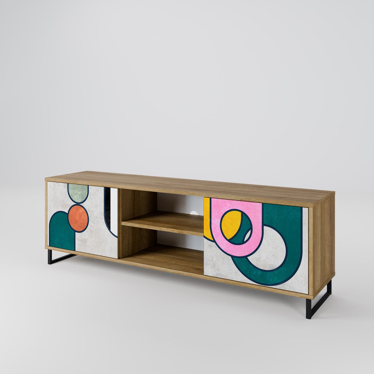 COOL STORY 2-Door TV Stand in Oak Effect