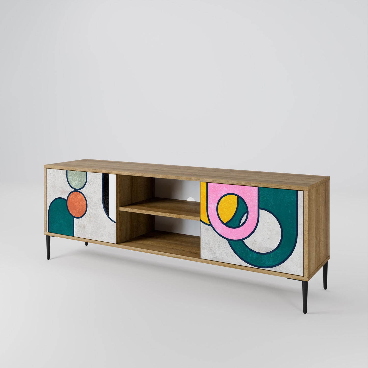 COOL STORY 2-Door TV Stand in Oak Effect