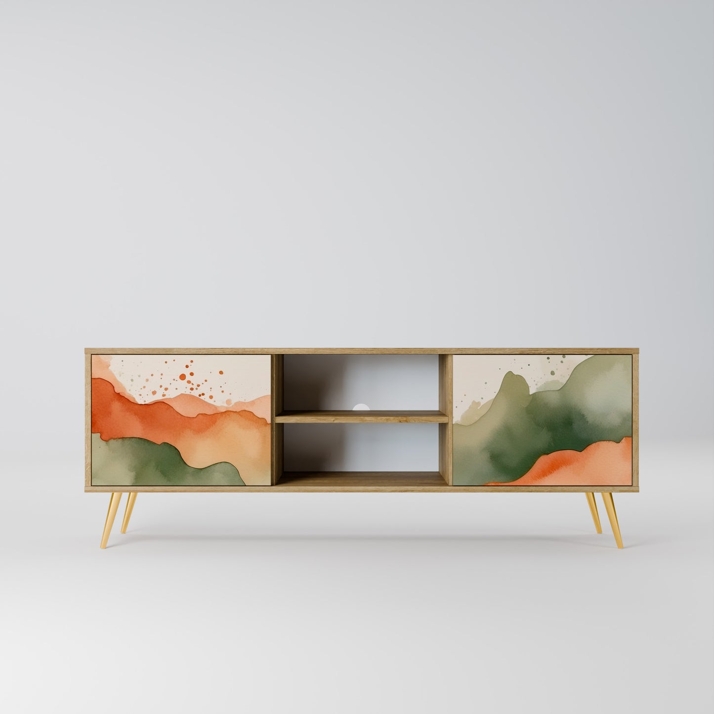 WATERCOLOUR PEAKS 2-Door TV Stand in Oak Effect