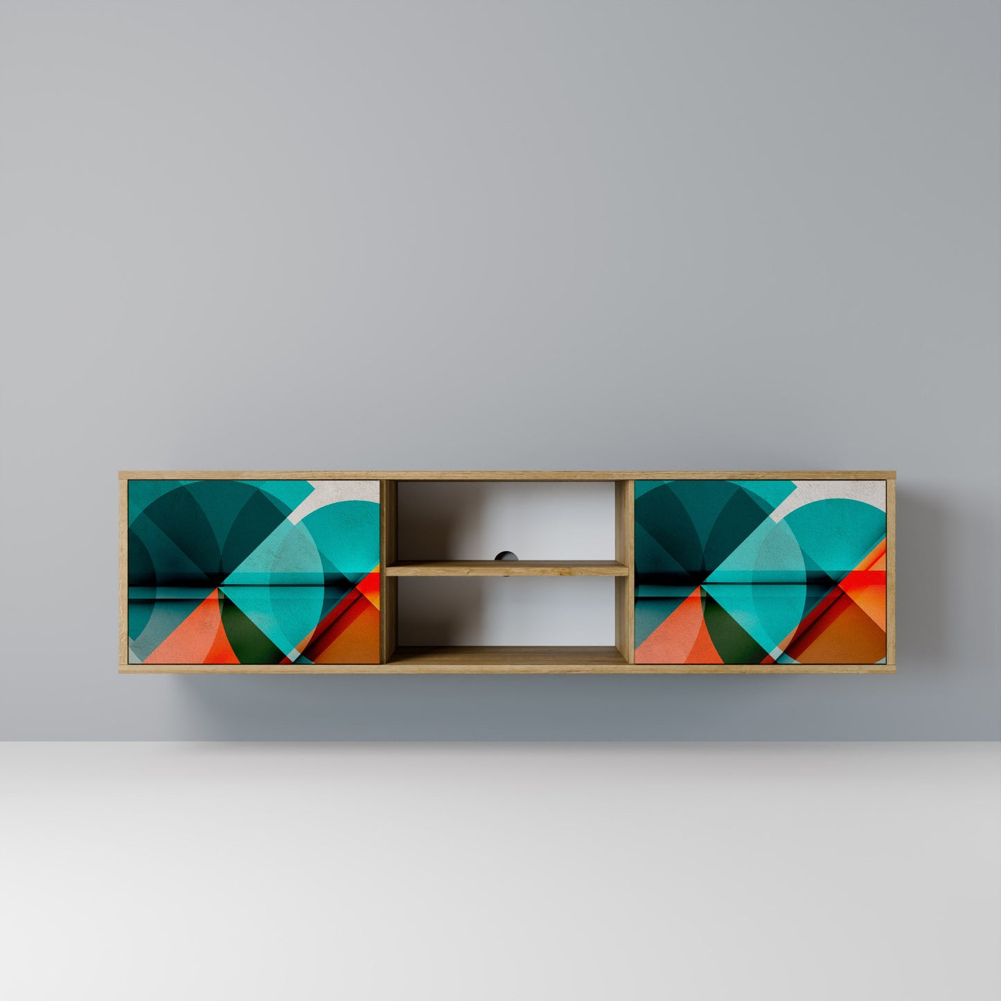 CIRCULAR RHAPSODY 2-Door TV Stand in Oak Effect