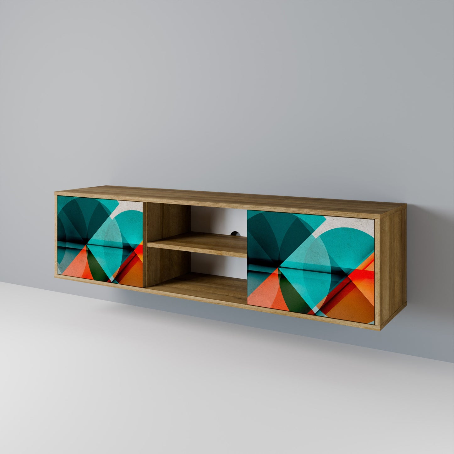 CIRCULAR RHAPSODY 2-Door TV Stand in Oak Effect
