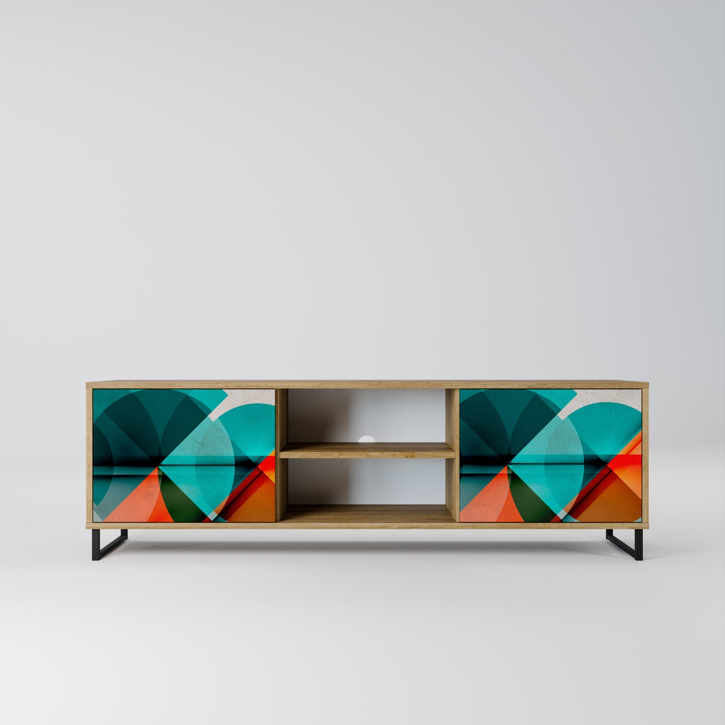 CIRCULAR RHAPSODY 2-Door TV Stand in Oak Effect