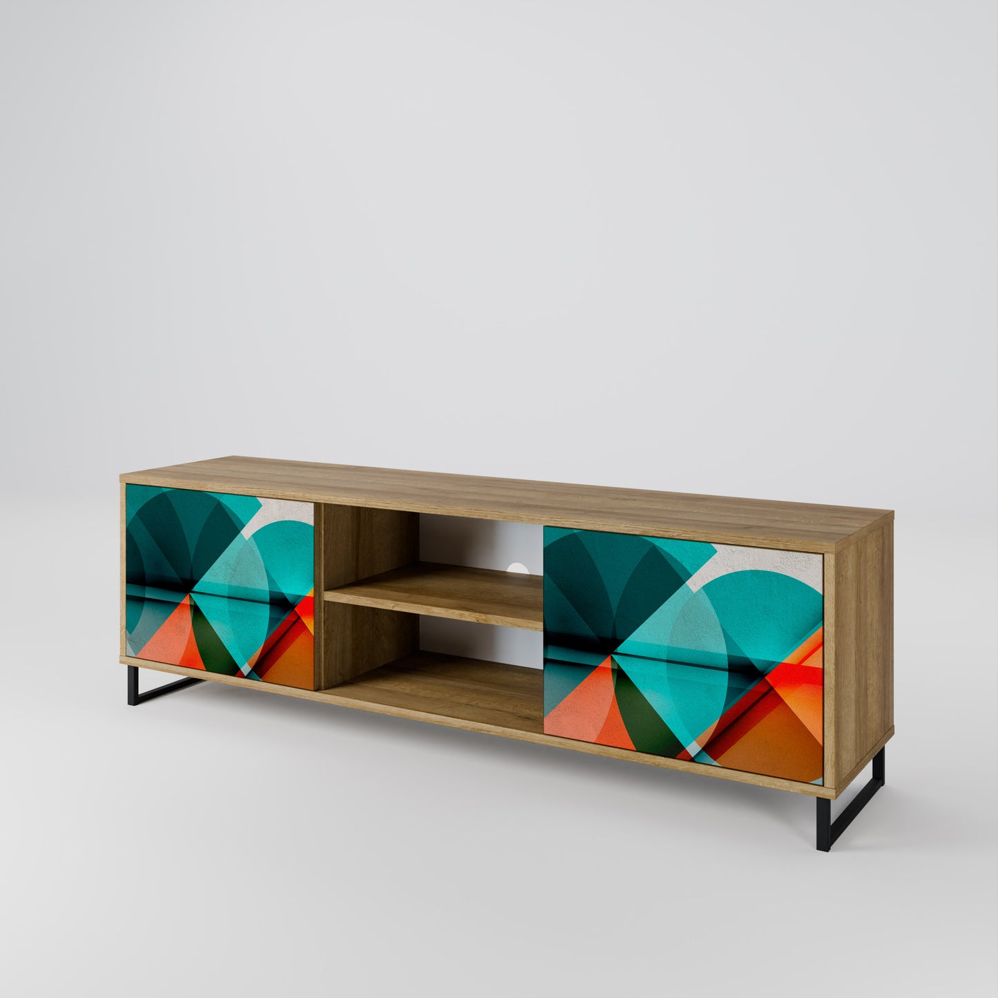 CIRCULAR RHAPSODY 2-Door TV Stand in Oak Effect