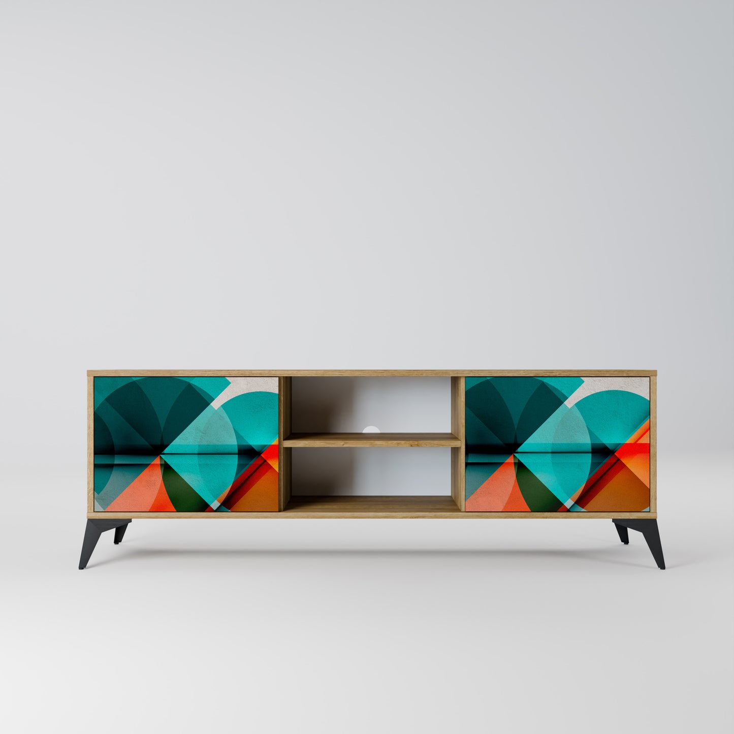 CIRCULAR RHAPSODY 2-Door TV Stand in Oak Effect