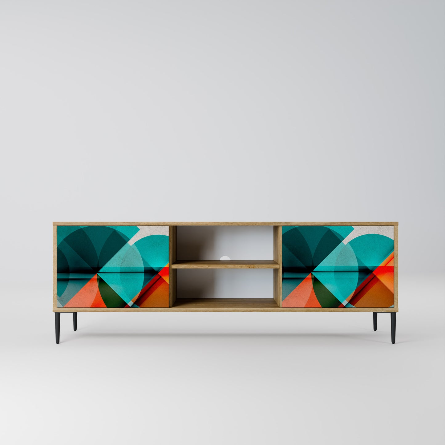 CIRCULAR RHAPSODY 2-Door TV Stand in Oak Effect