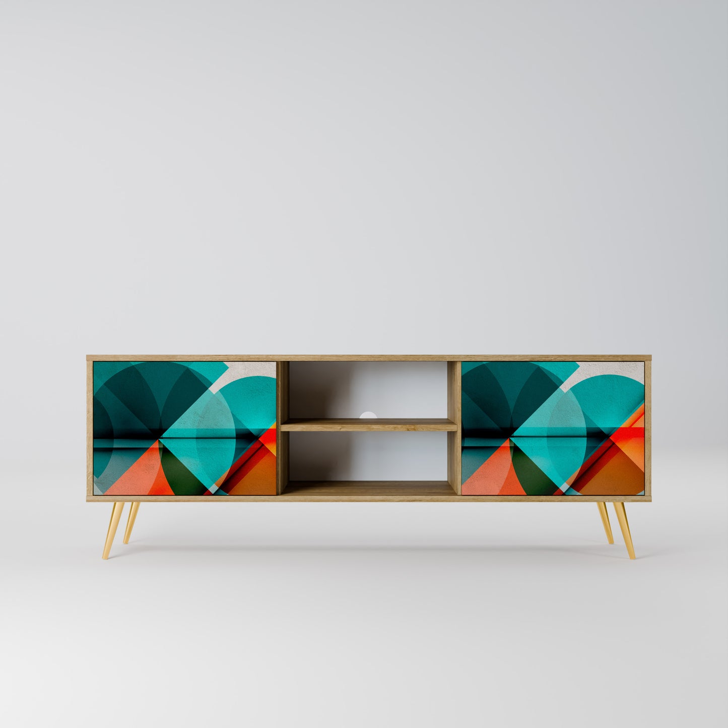 CIRCULAR RHAPSODY 2-Door TV Stand in Oak Effect
