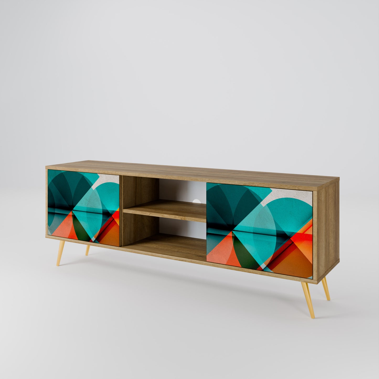 CIRCULAR RHAPSODY 2-Door TV Stand in Oak Effect