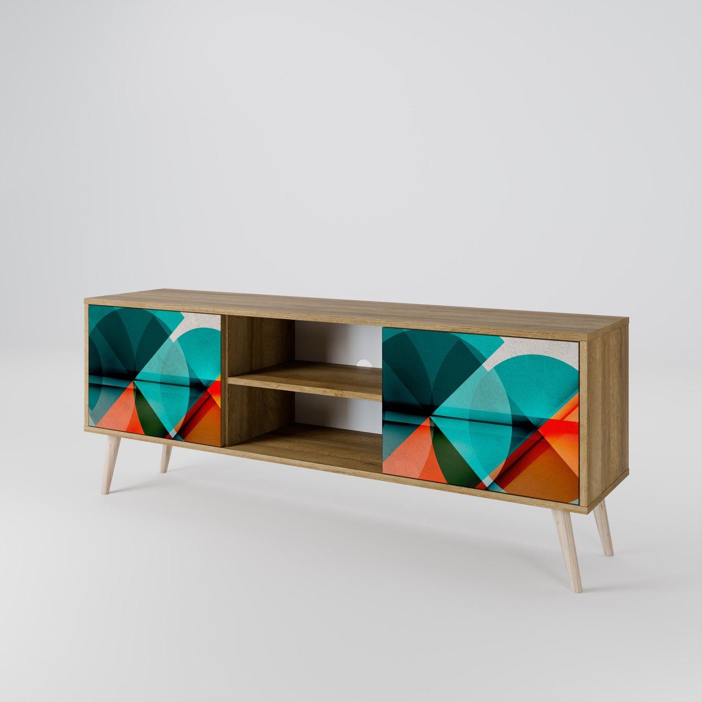 CIRCULAR RHAPSODY 2-Door TV Stand in Oak Effect
