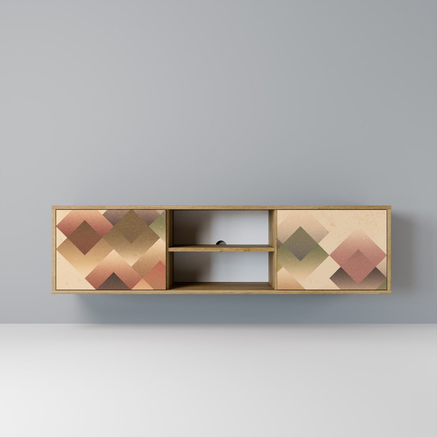 GEOMETRIC FUSION 2-dörrars TV-bänk i ekeffekt