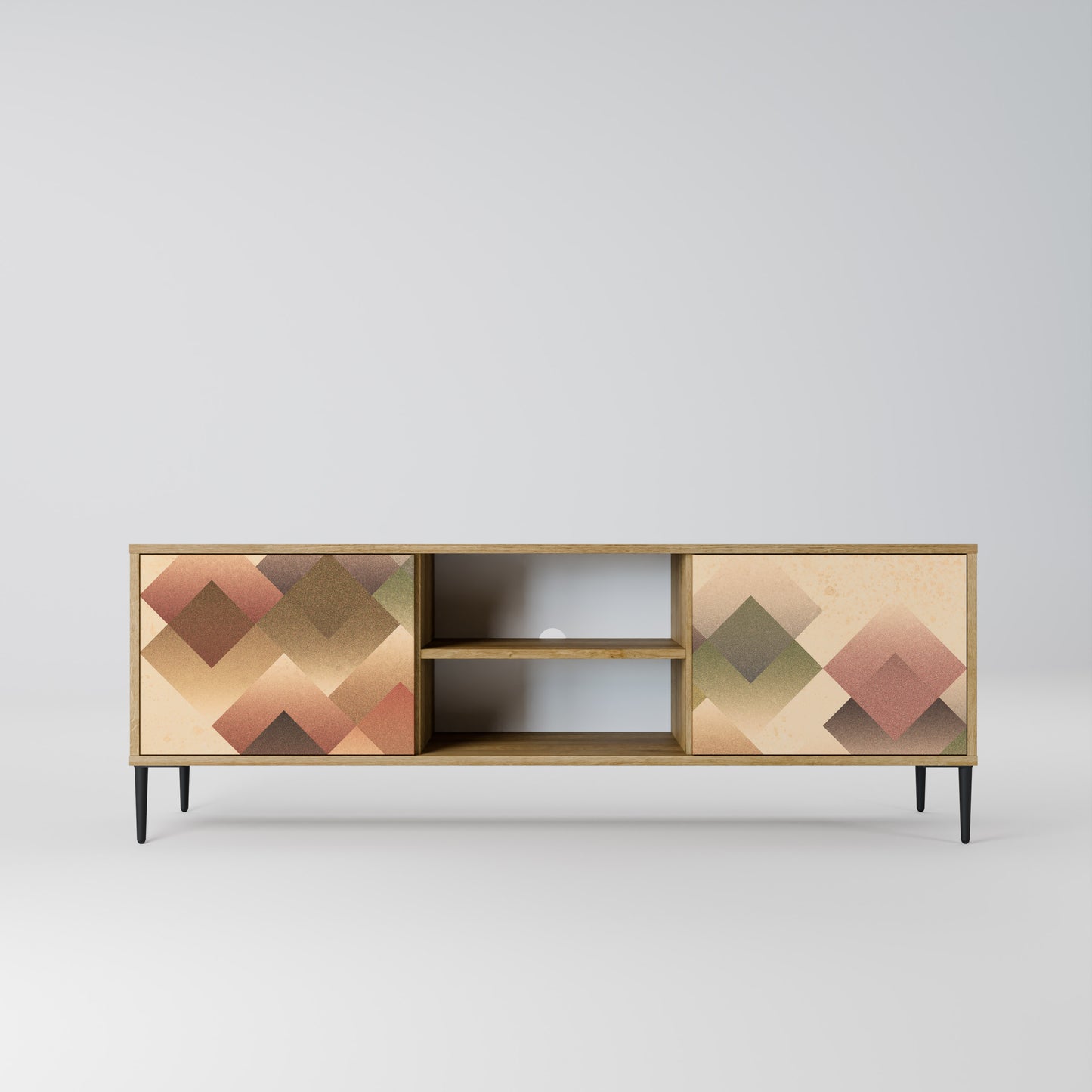 GEOMETRIC FUSION 2-dörrars TV-bänk i ekeffekt