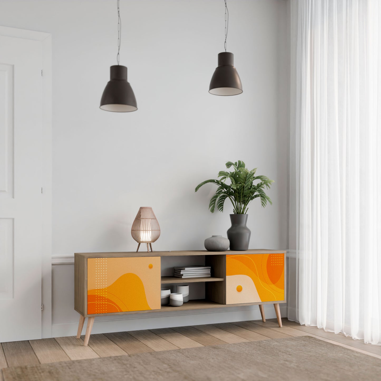 ORANGE ARrangemang 2-dörrars TV-bänk i ekeffekt