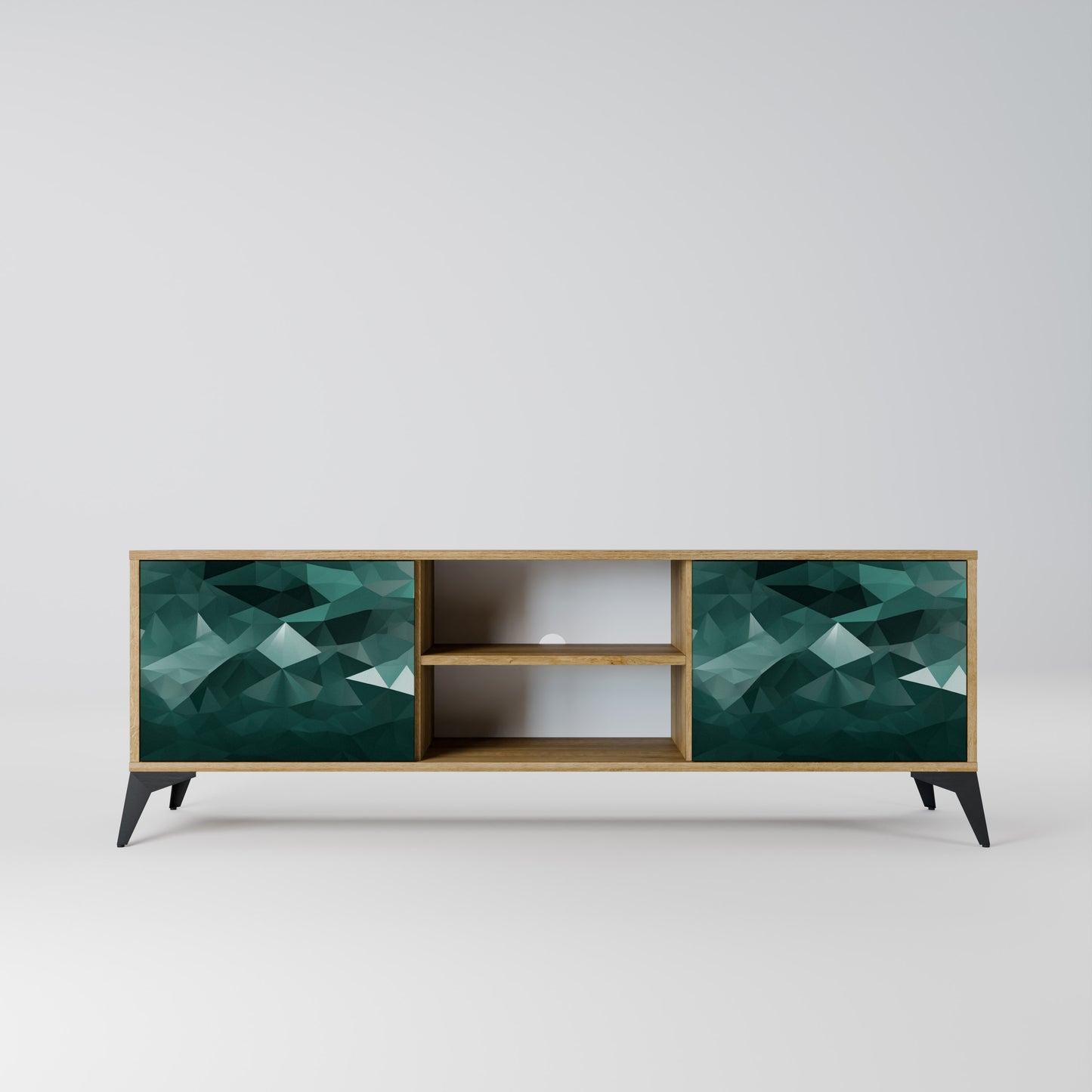 POLYGONAL FLYTANDE 2-dörrars TV-bänk i ekeffekt