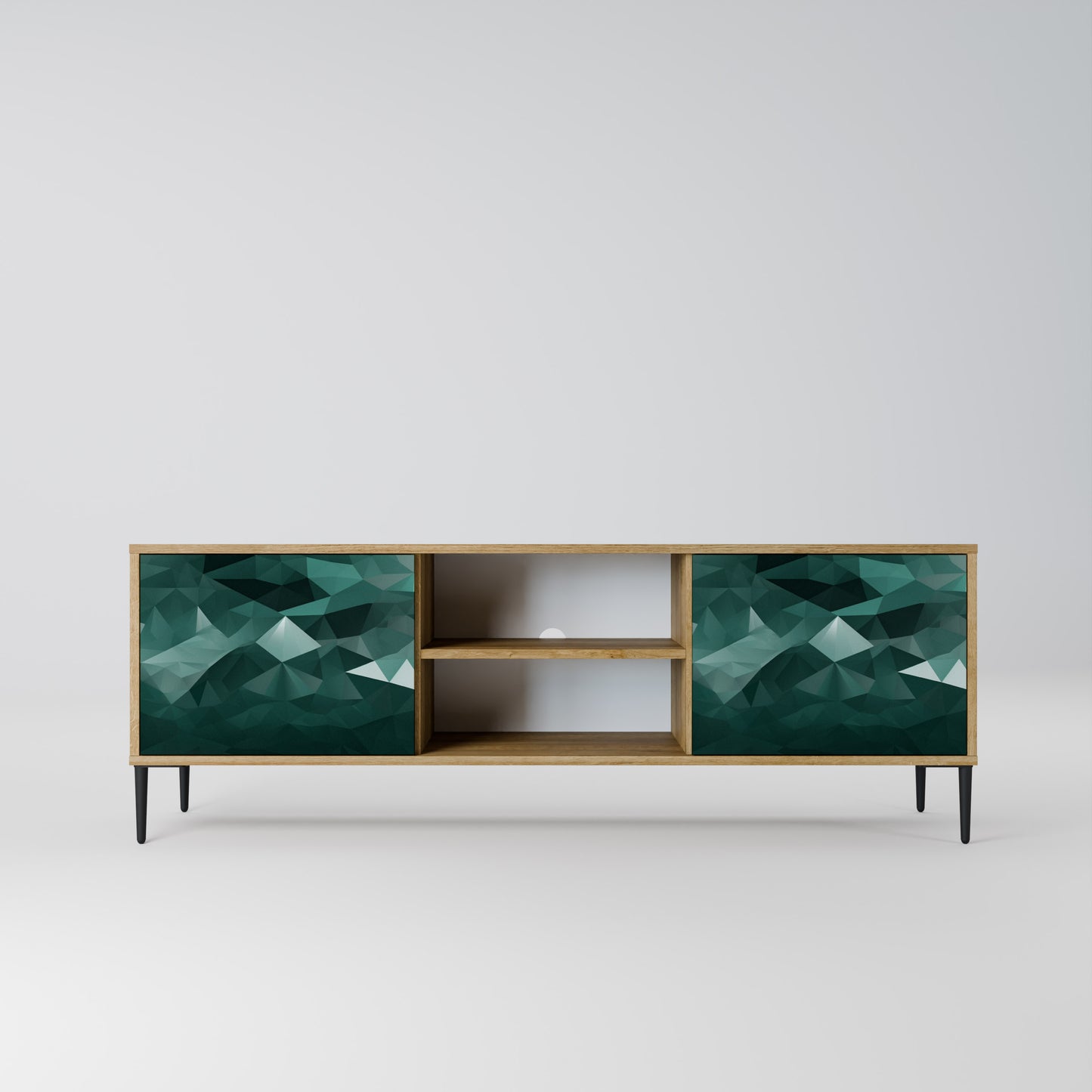 POLYGONAL FLYTANDE 2-dörrars TV-bänk i ekeffekt