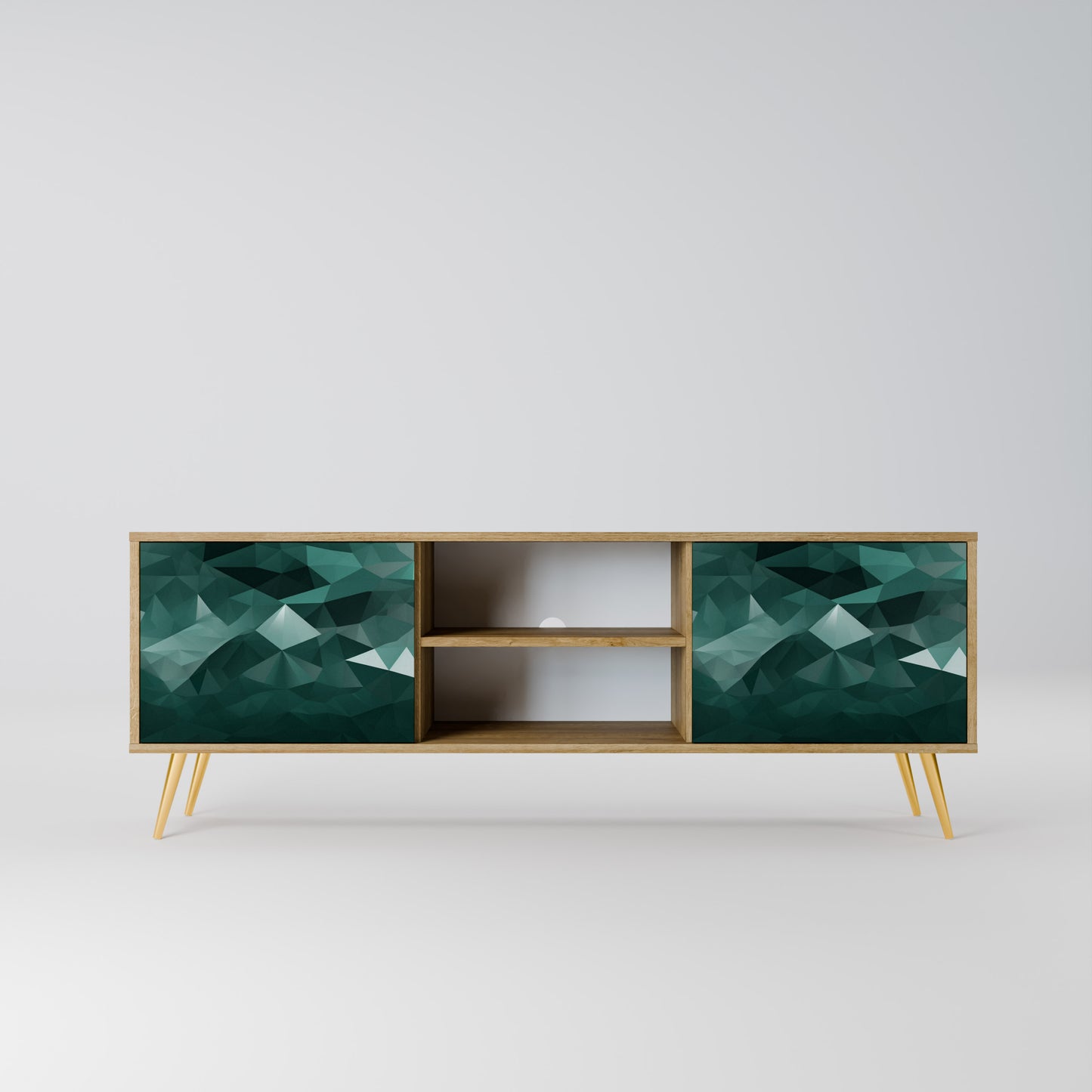 POLYGONAL FLYTANDE 2-dörrars TV-bänk i ekeffekt