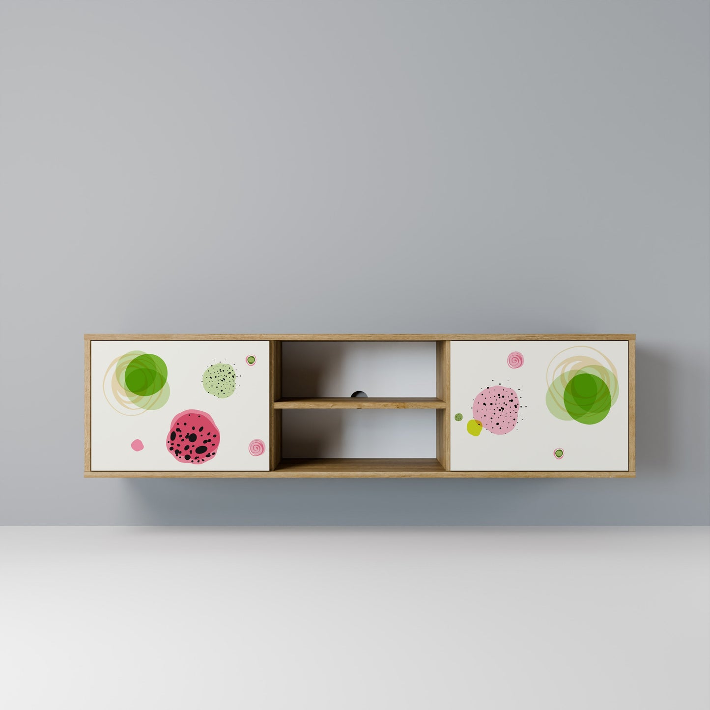 COLORFUL COSMOS 2-Door TV Stand in Oak Effect