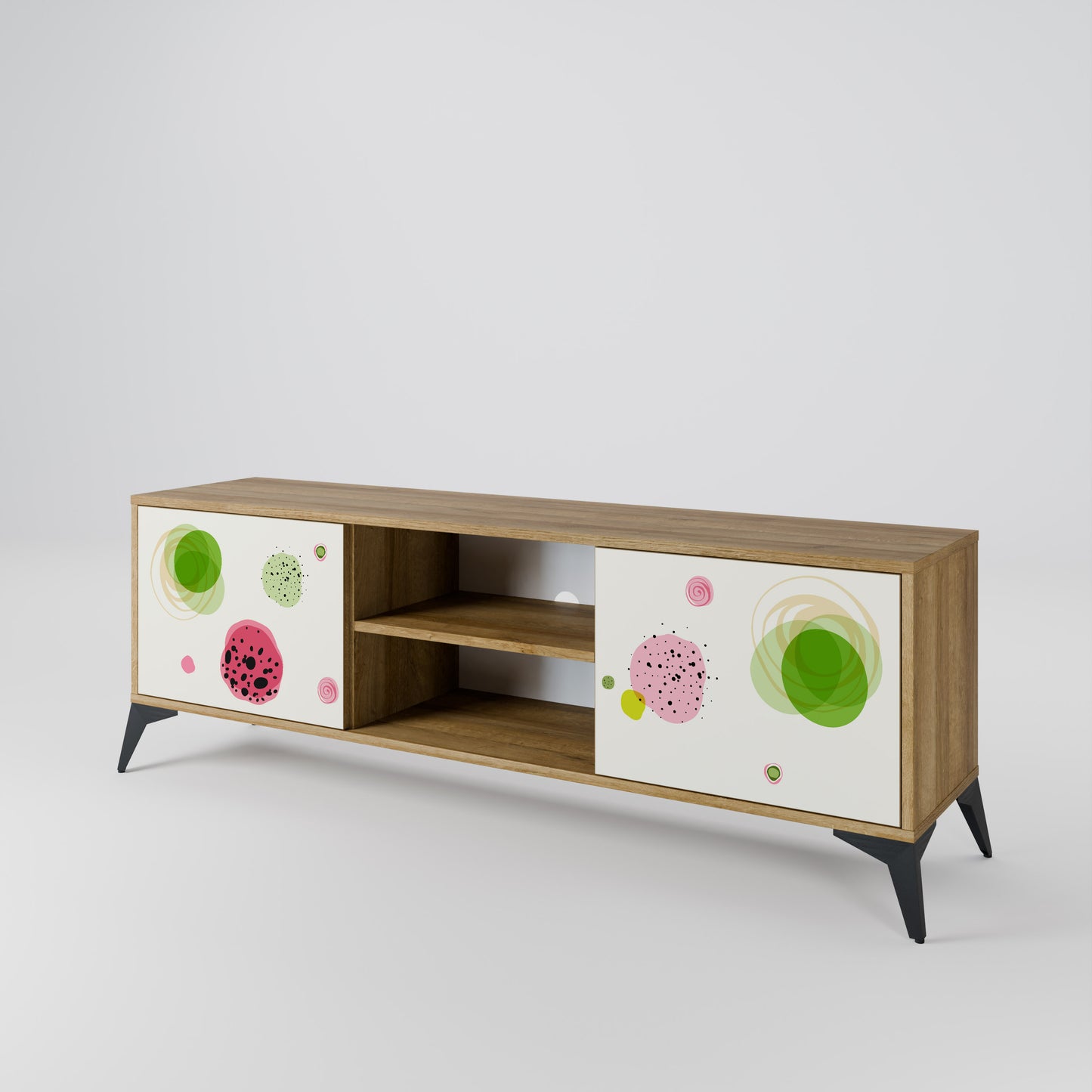 COLORFUL COSMOS 2-Door TV Stand in Oak Effect