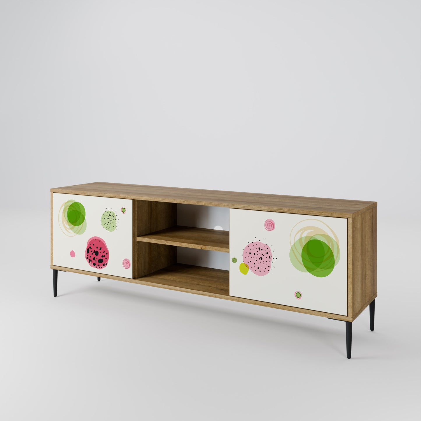COLORFUL COSMOS 2-Door TV Stand in Oak Effect