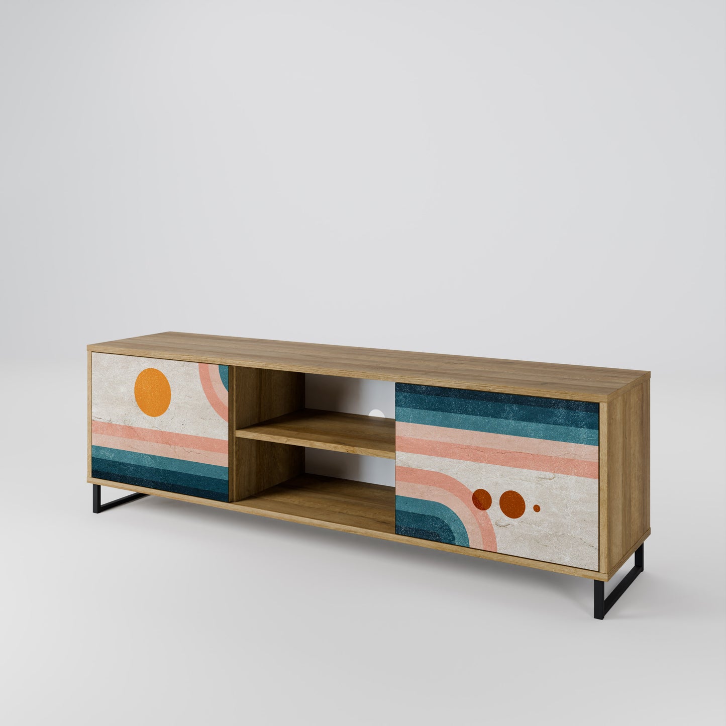 TWO HALVES 2-Door TV Stand in Oak Effect