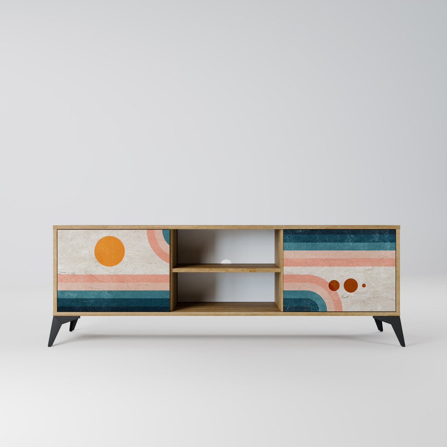 TWO HALVES 2-Door TV Stand in Oak Effect