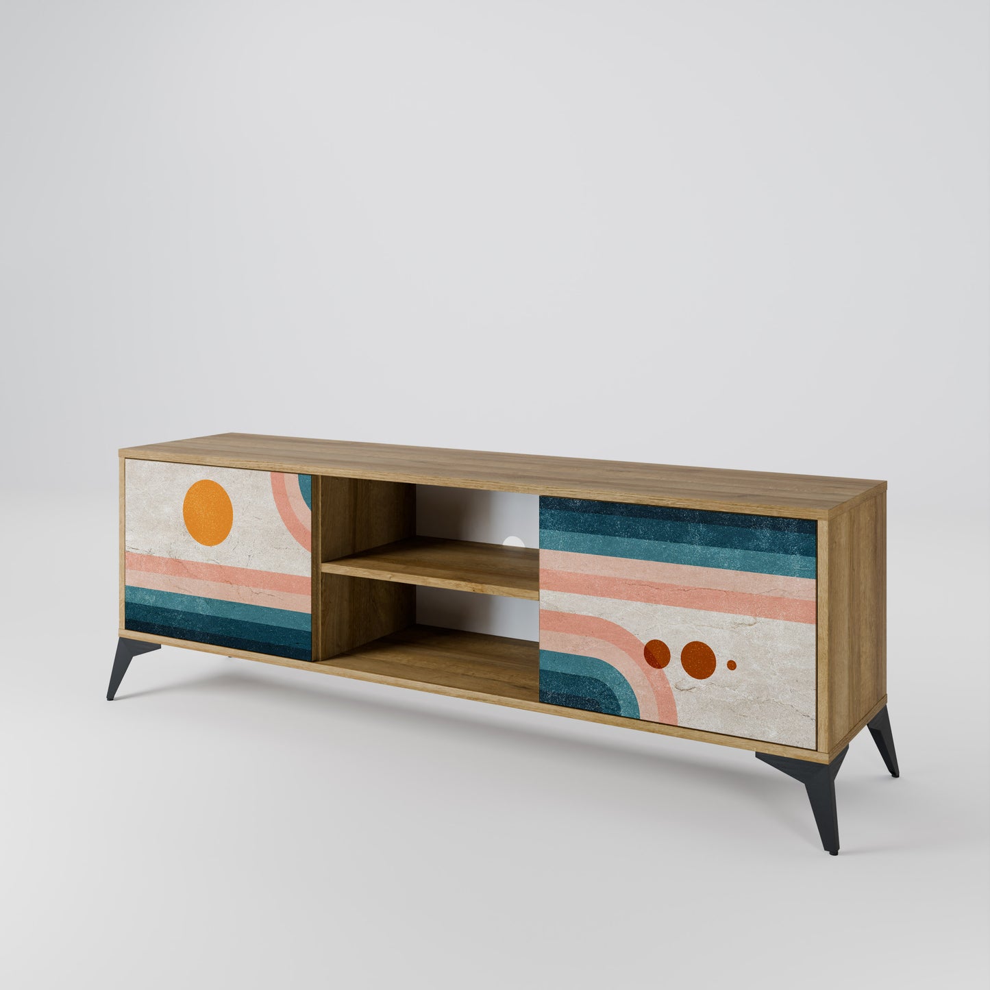 TWO HALVES 2-Door TV Stand in Oak Effect
