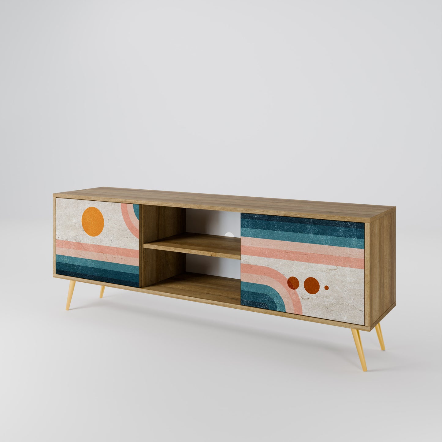 TWO HALVES 2-Door TV Stand in Oak Effect
