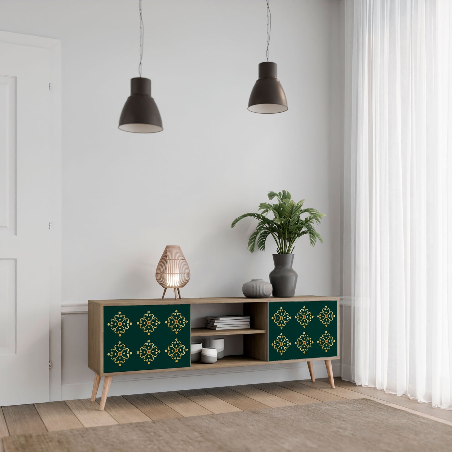 ROYAL MEDALLION 2-Door TV Stand in Oak Effect