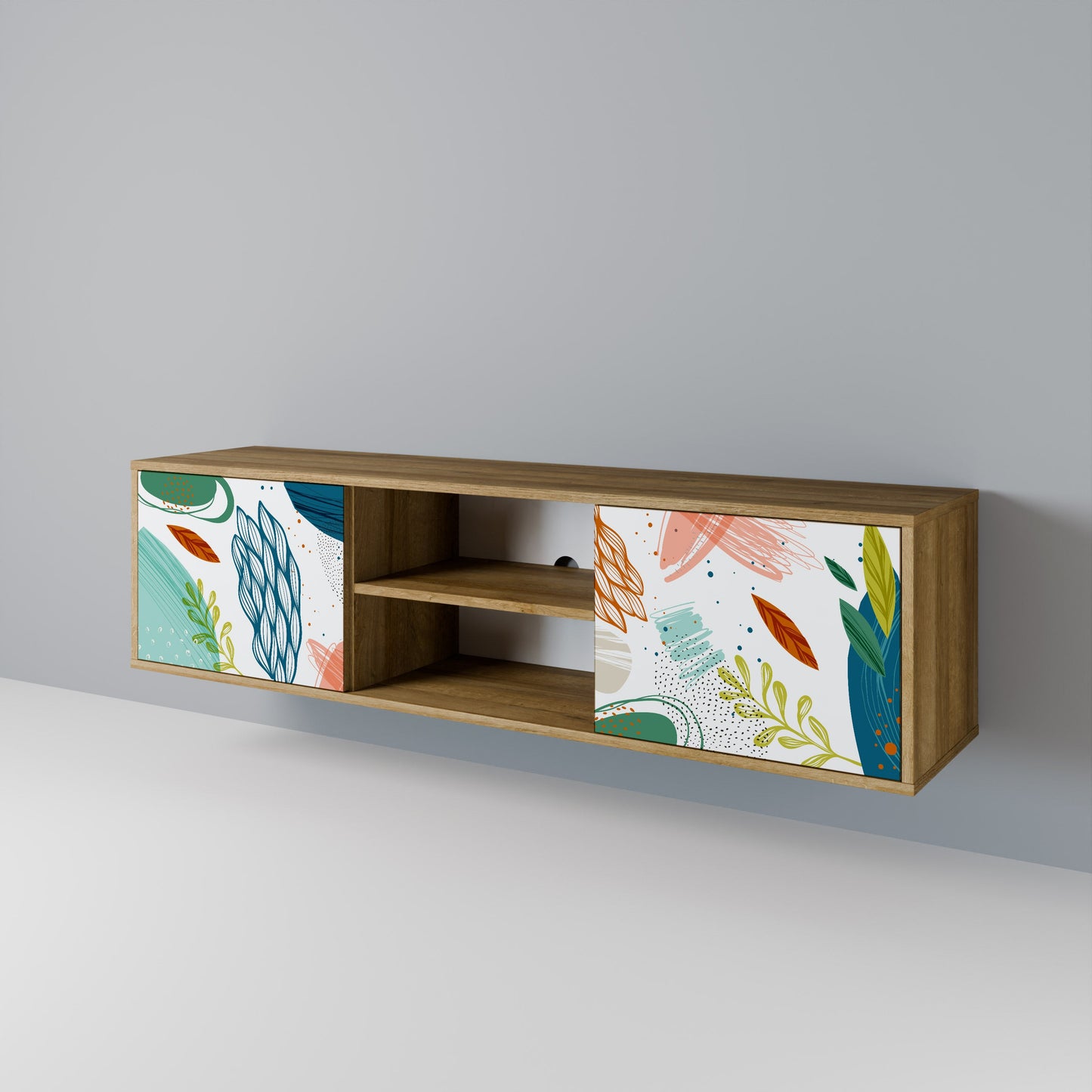 BOTANICAL HURRICANE 2-Door TV Stand in Oak Effect