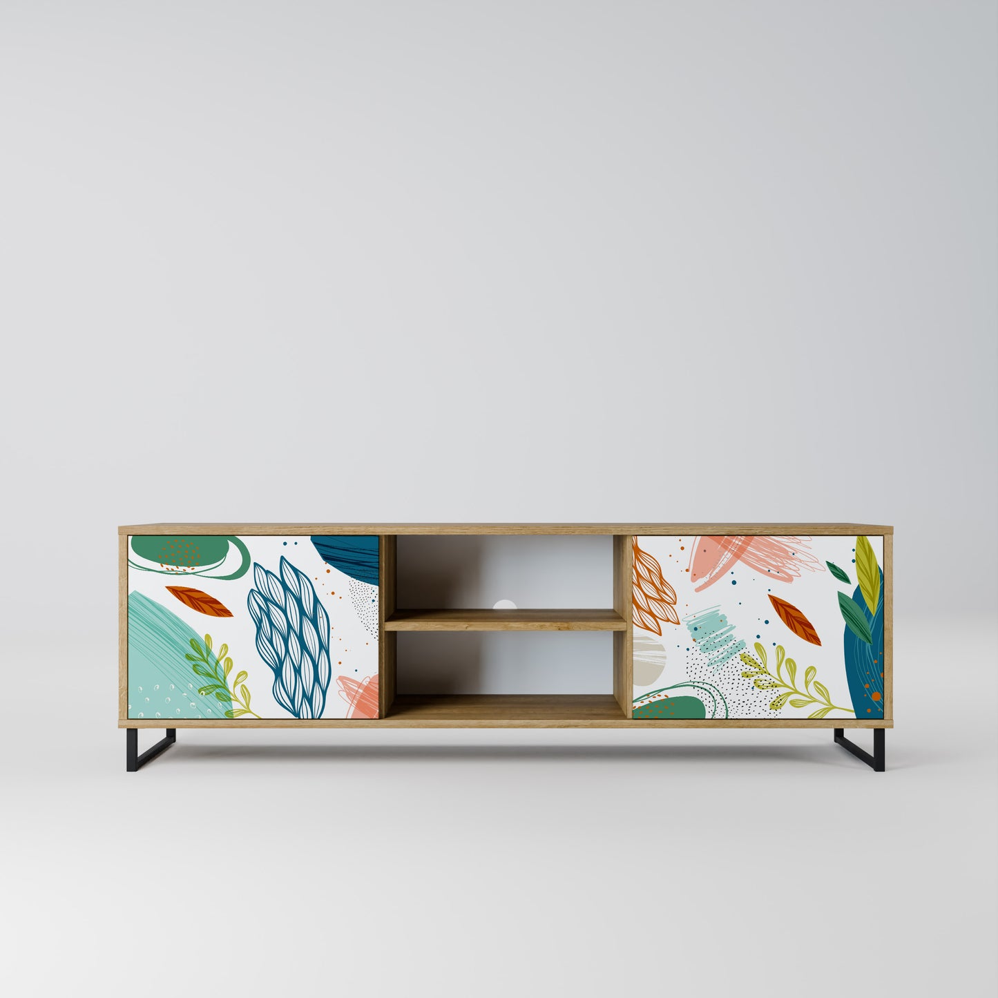BOTANICAL HURRICANE 2-Door TV Stand in Oak Effect