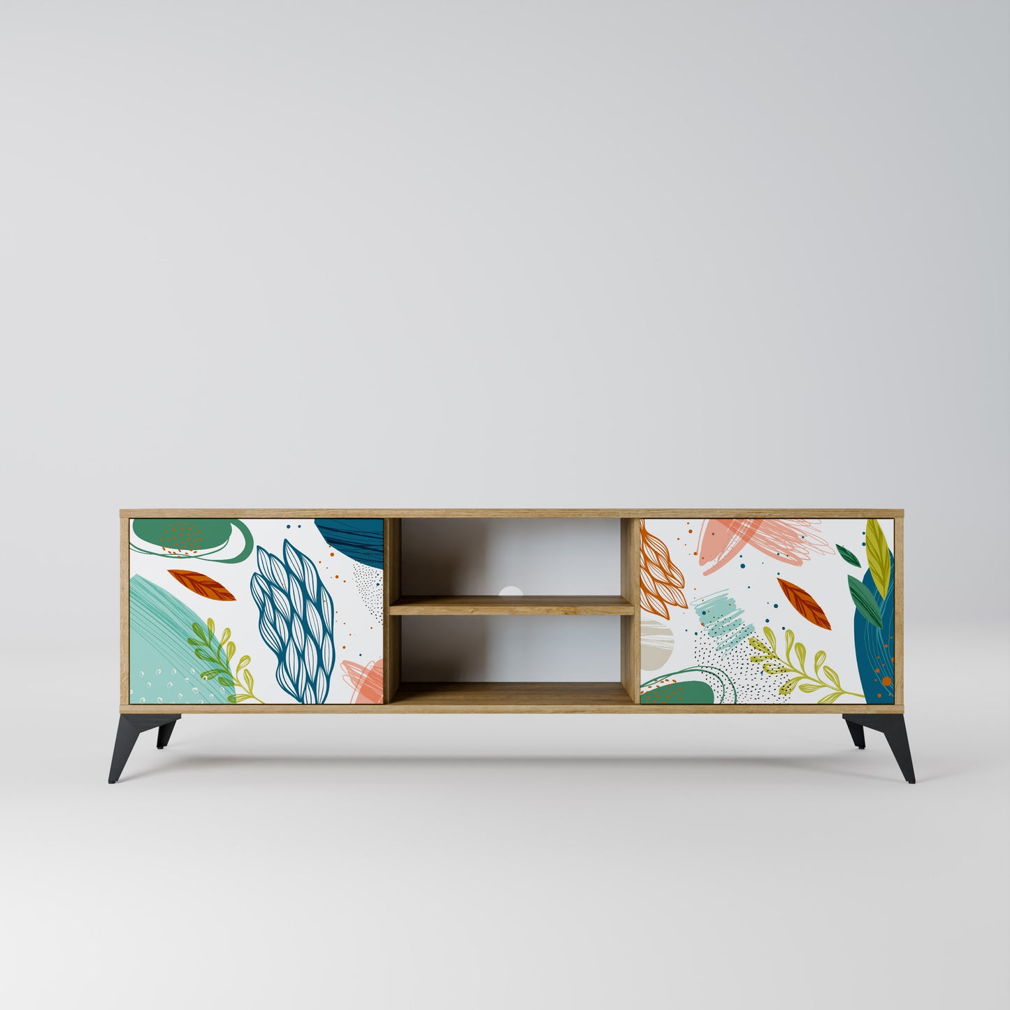 BOTANICAL HURRICANE 2-Door TV Stand in Oak Effect