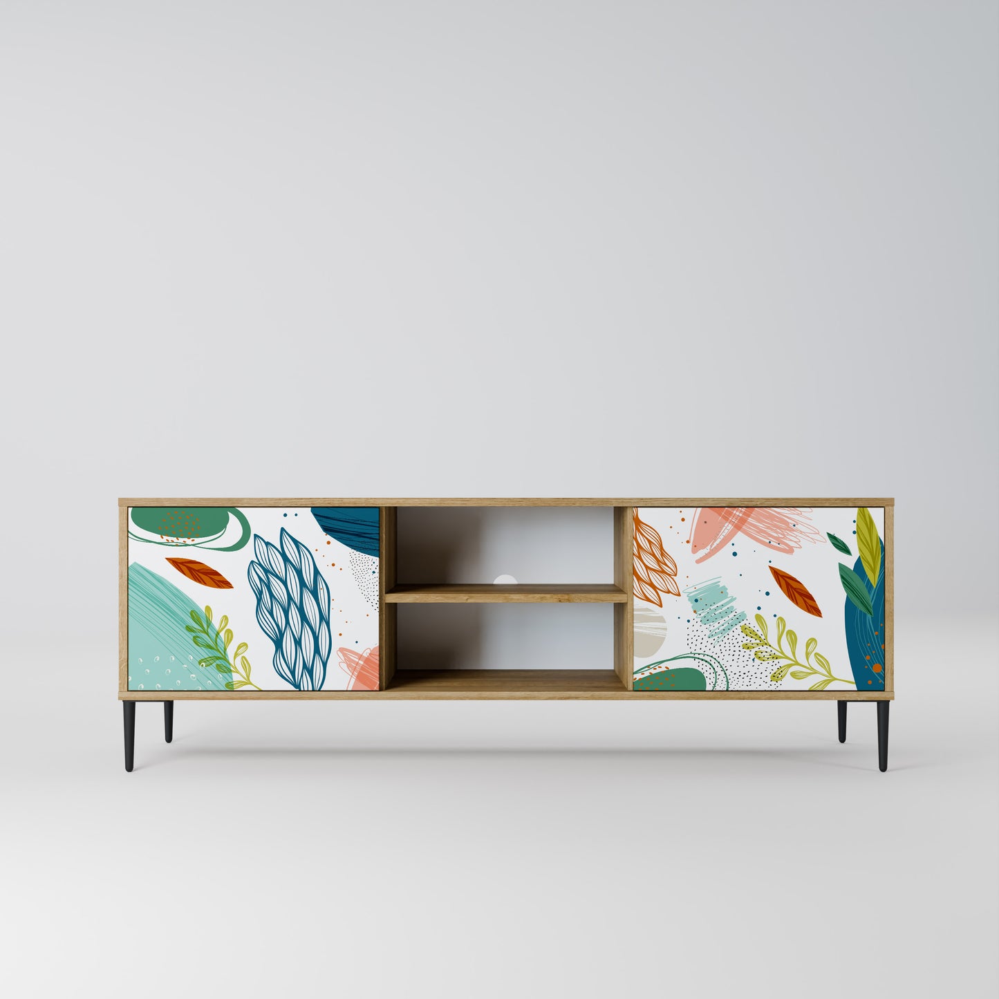 BOTANICAL HURRICANE 2-Door TV Stand in Oak Effect