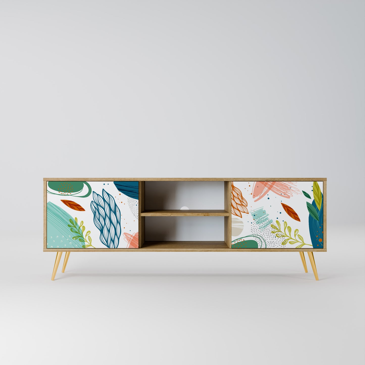 BOTANICAL HURRICANE 2-Door TV Stand in Oak Effect