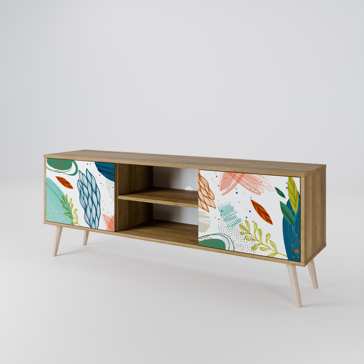 BOTANICAL HURRICANE 2-Door TV Stand in Oak Effect