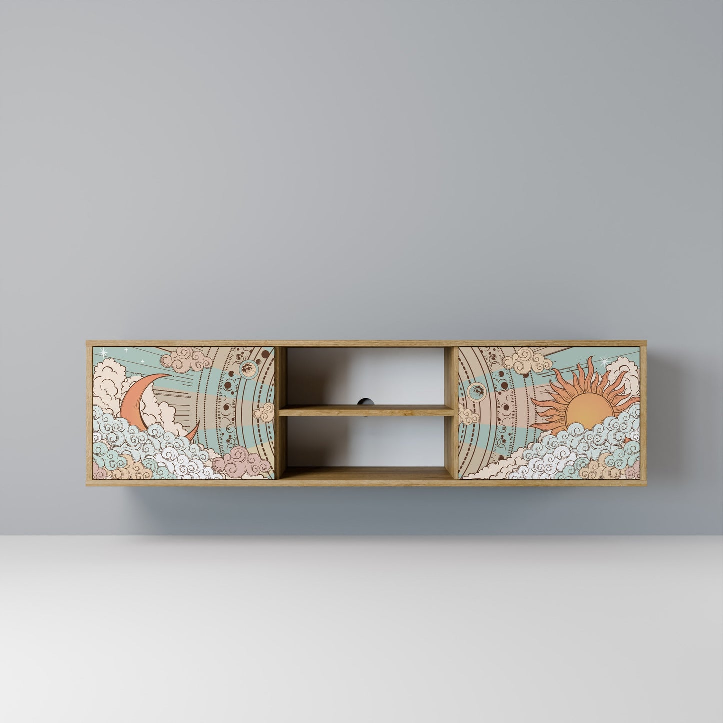 MYSTICAL STRUCTURE 2-Door TV Stand in Oak Effect