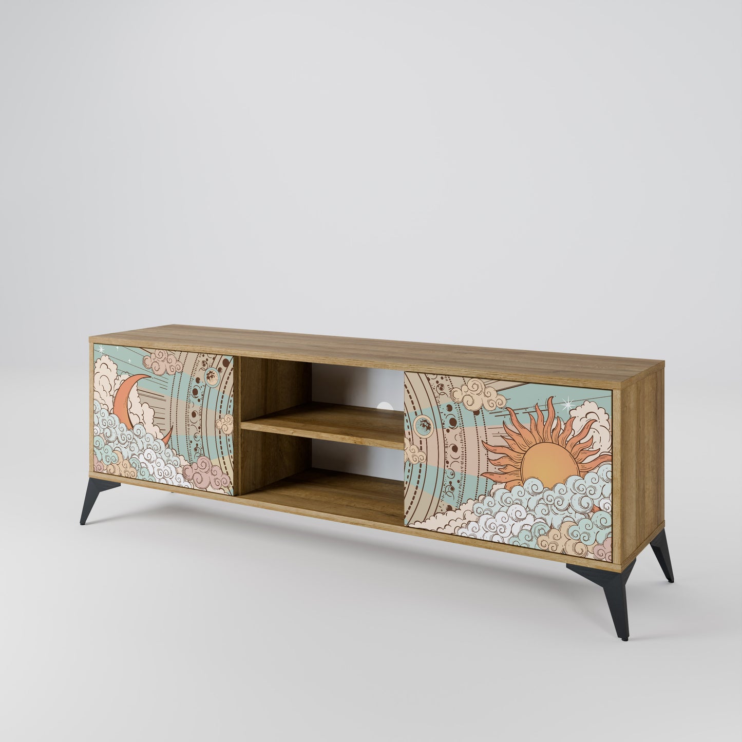 MYSTICAL STRUCTURE 2-Door TV Stand in Oak Effect