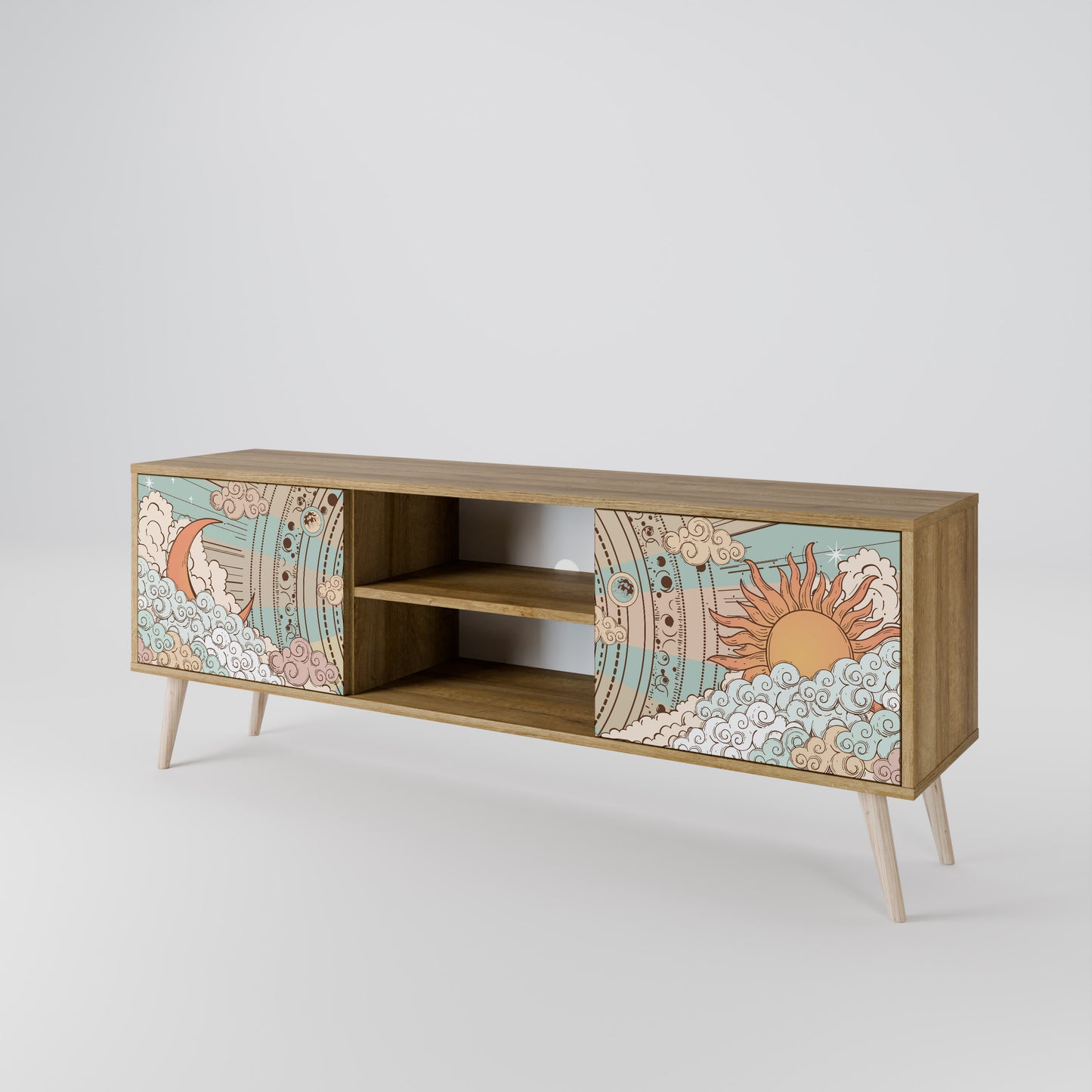 MYSTICAL STRUCTURE 2-Door TV Stand in Oak Effect
