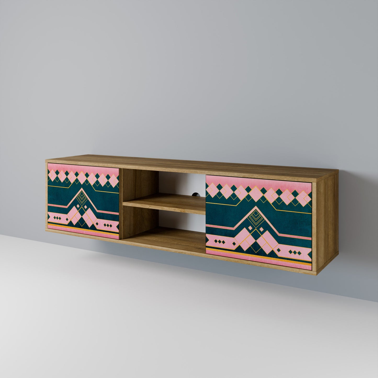 ROYAL COMPOSITION 2-Door TV Stand in Oak Effect