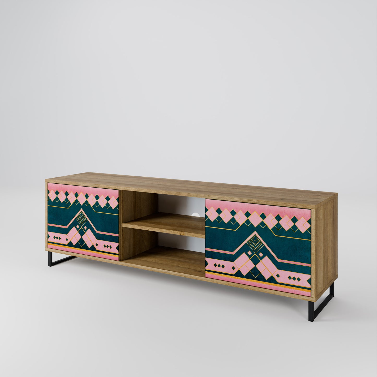 ROYAL COMPOSITION 2-Door TV Stand in Oak Effect