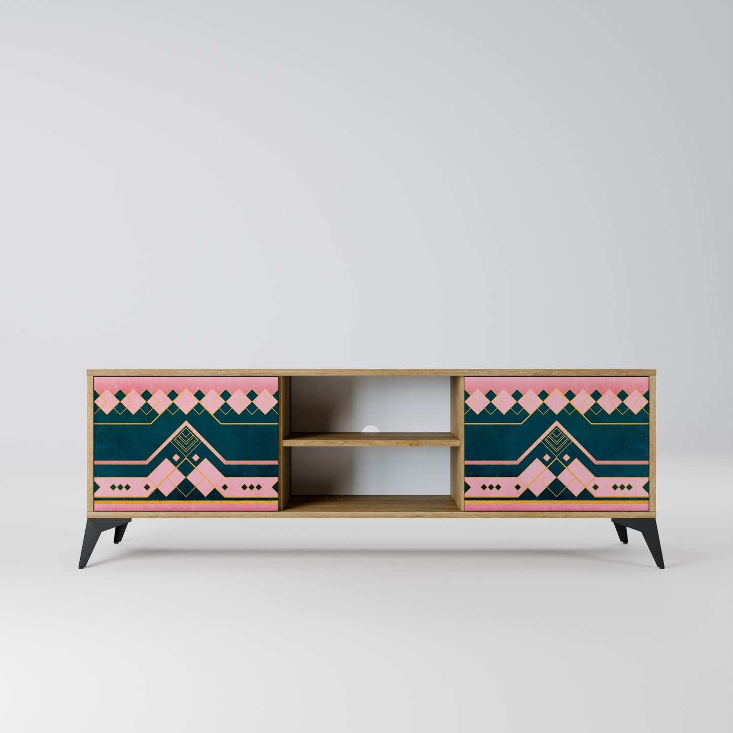 ROYAL COMPOSITION 2-Door TV Stand in Oak Effect