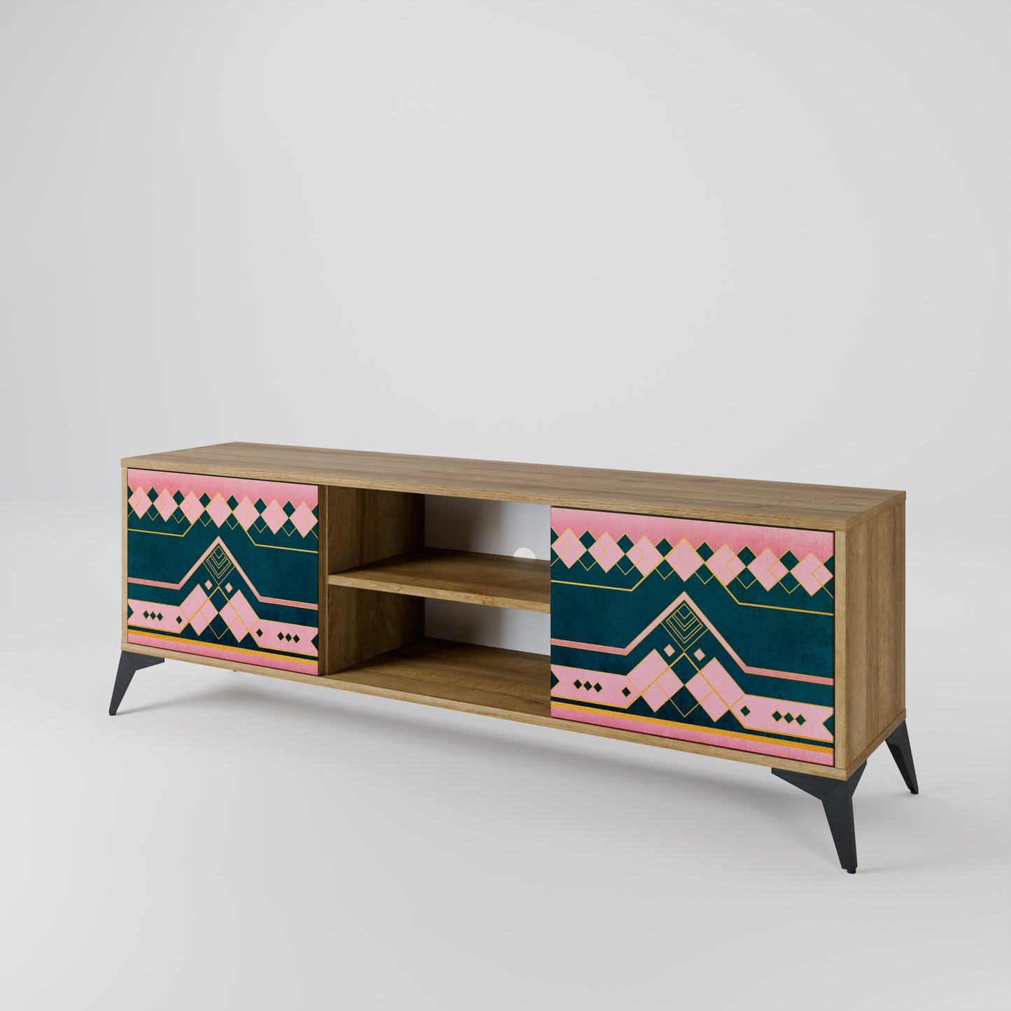 ROYAL COMPOSITION 2-Door TV Stand in Oak Effect